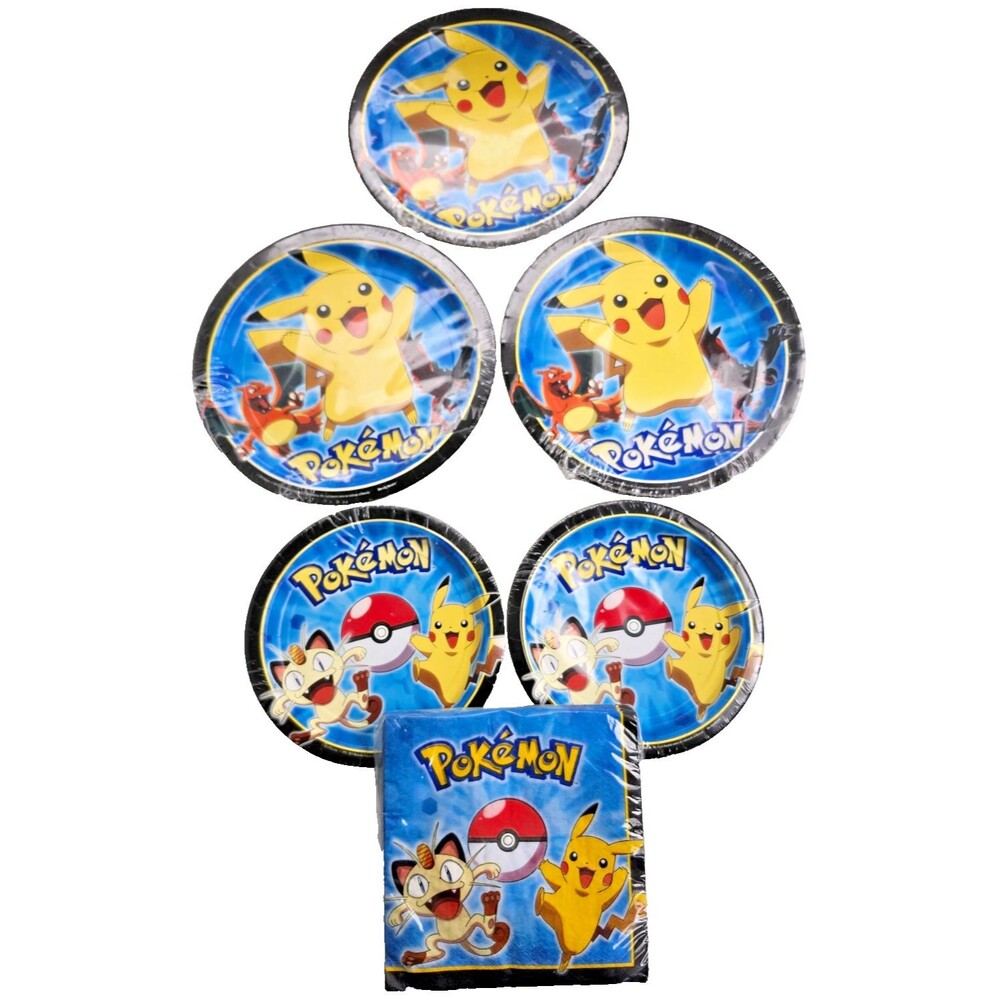 2014 Pokemon Party Supplies Lot DesignWare Plates Napkins Sealed New NOS